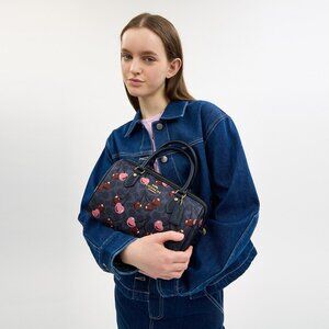 NWT - Coach - Rowan Satchel Bag In Signature Canvas With Cherry Print